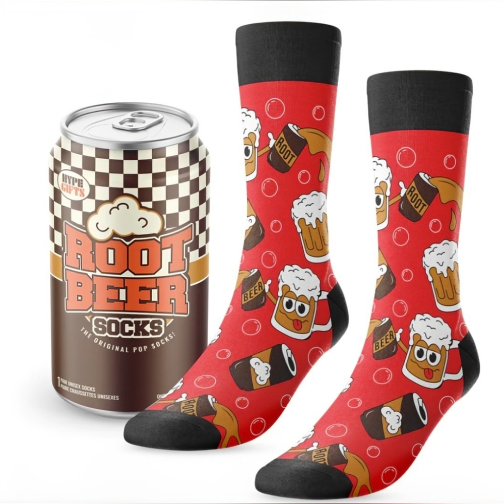 *FREE WITH ANY PURCHASE! 🌟Root Beer Socks in Retro Can; RetroFestive